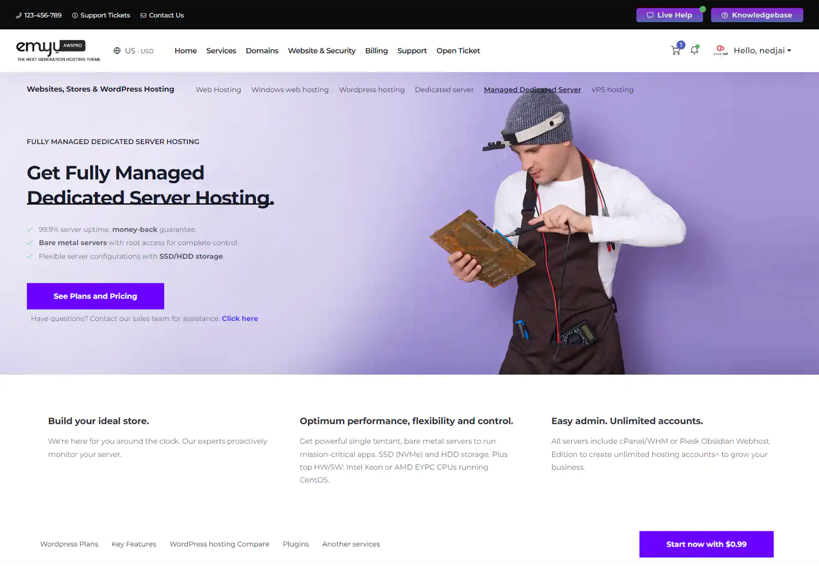 latest version WHMCS Theme by coodiv screenshot emyui aws pro
