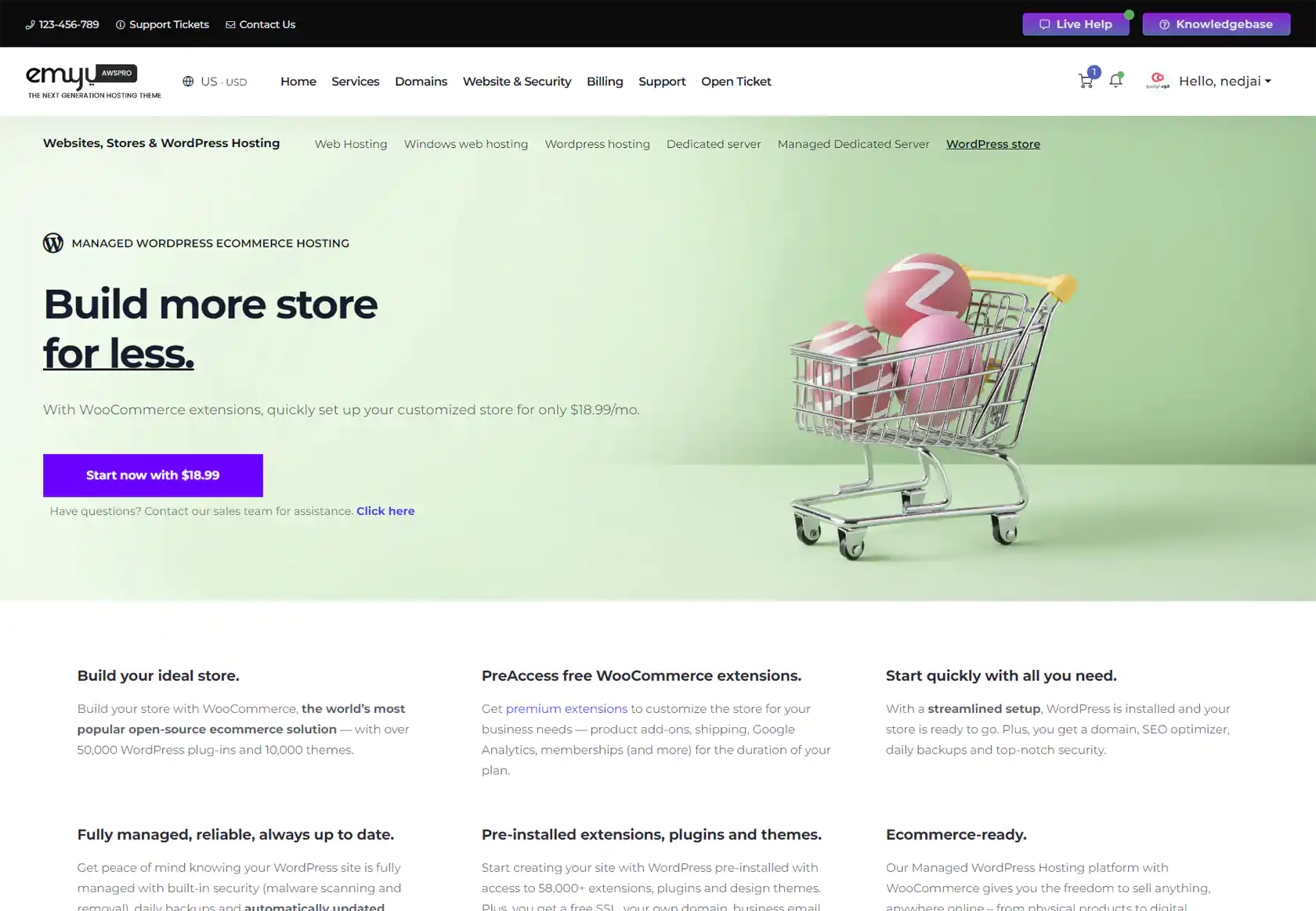 latest version WHMCS Theme by coodiv screenshot emyui aws pro