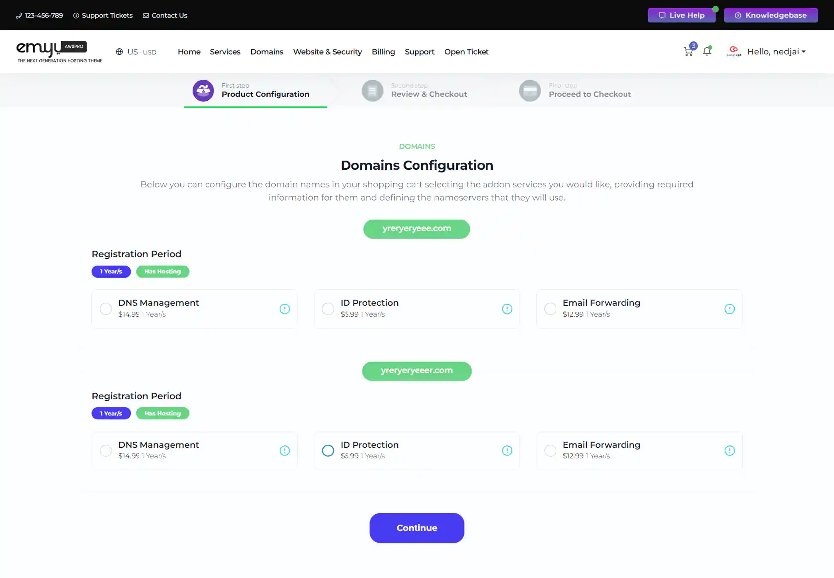 latest version WHMCS Theme by coodiv screenshot emyui aws pro