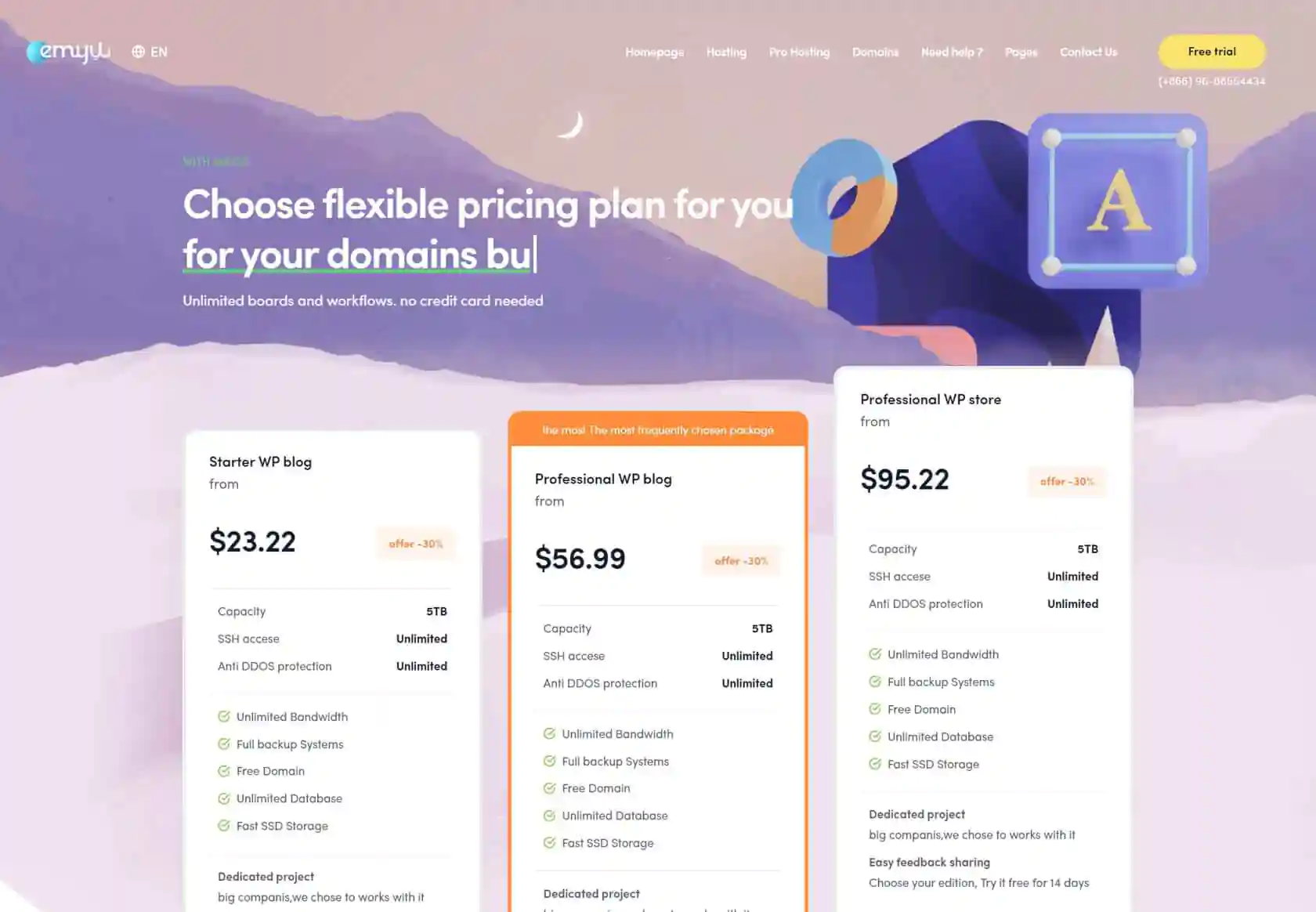 EMYUI WHMCS Client Theme - homepage