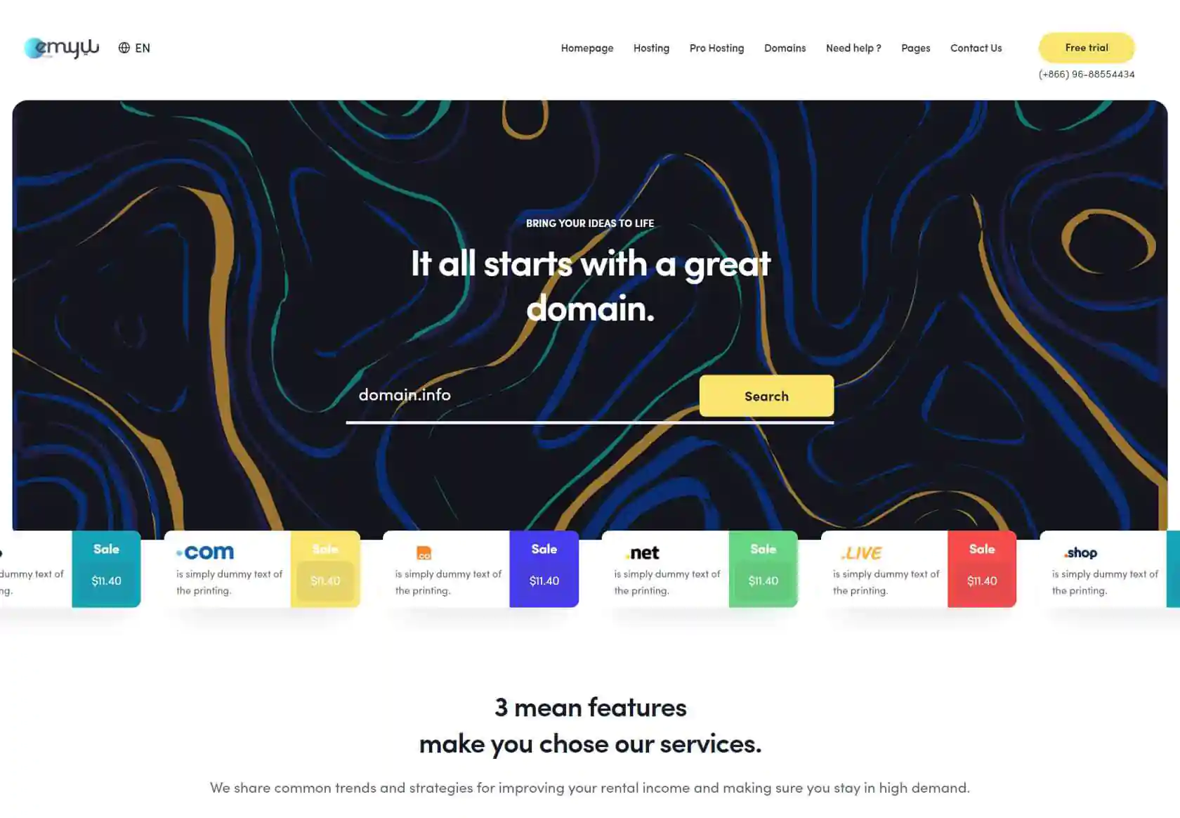 EMYUI WHMCS Client Theme - homepage