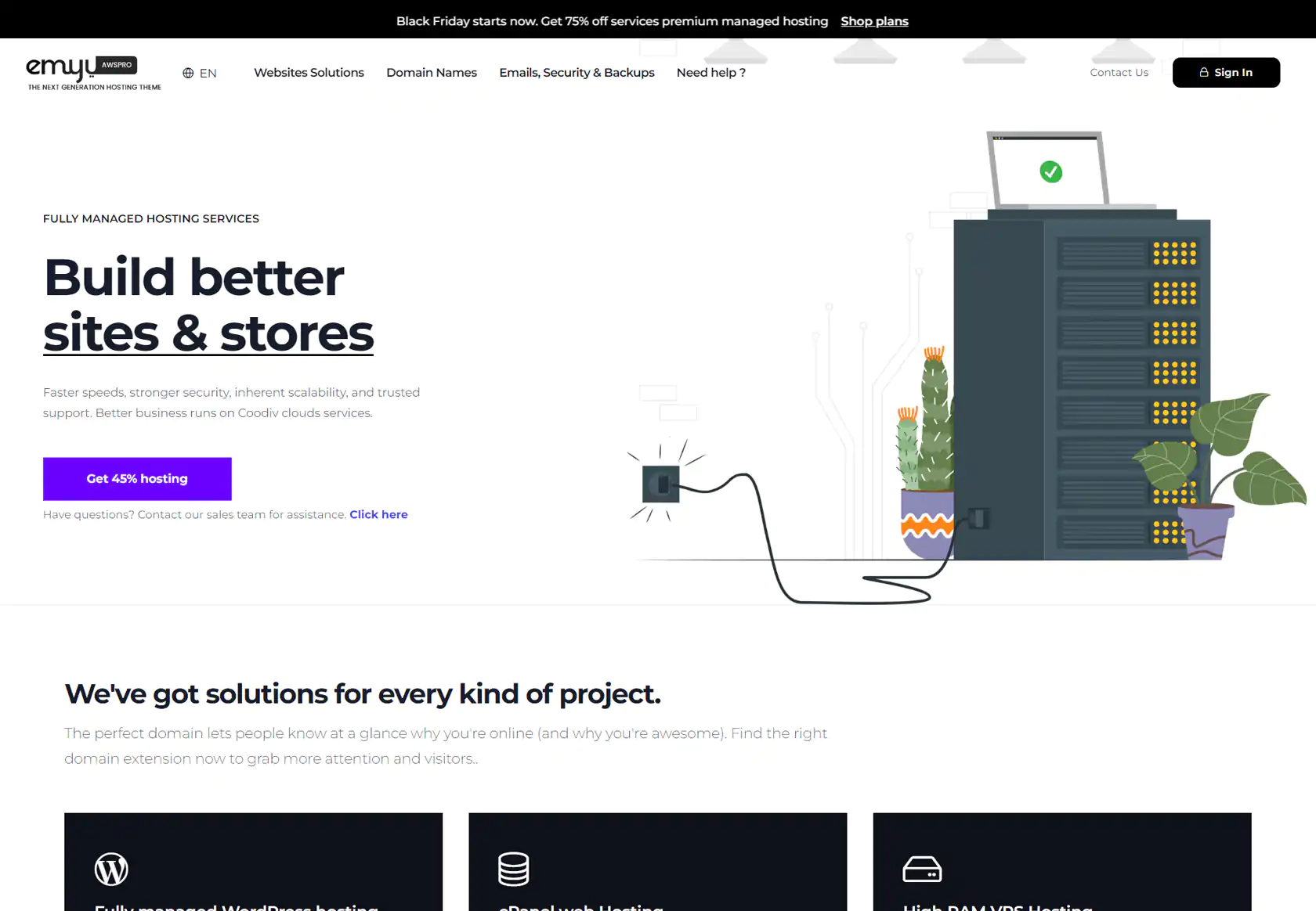 EMYUI WHMCS Client Theme - homepage