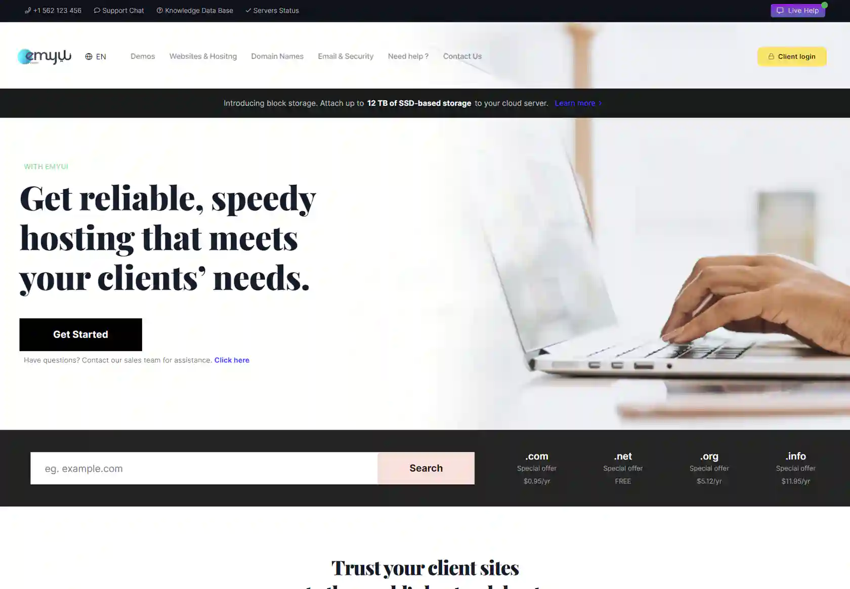 EMYUI WHMCS Client Theme - homepage
