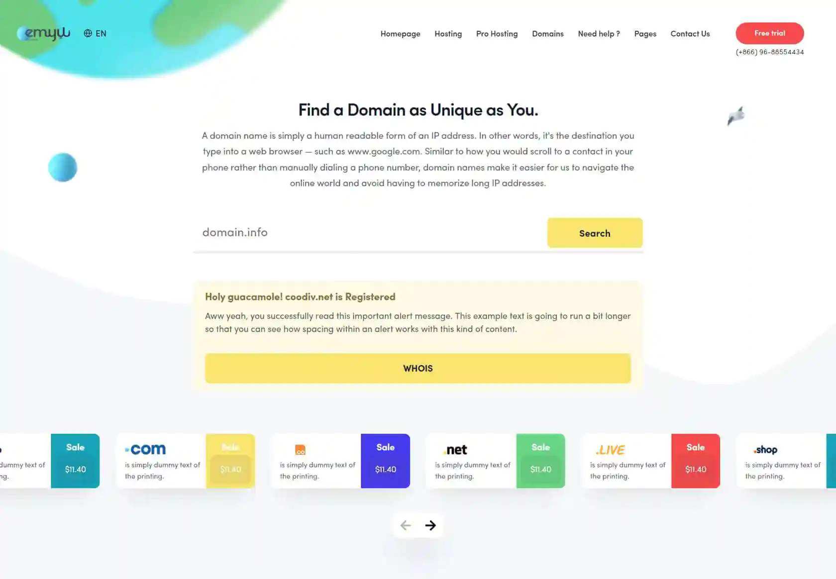 EMYUI WHMCS Client Theme - homepage