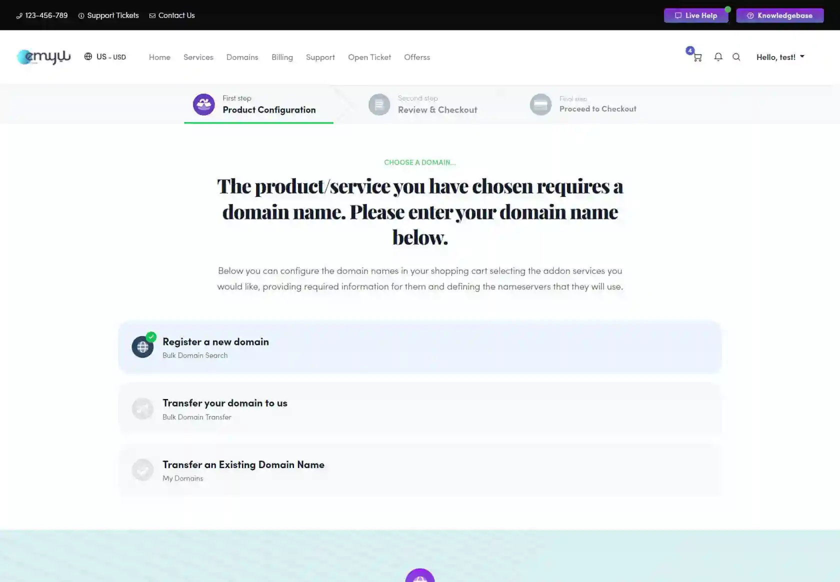 EMYUI WHMCS Client Theme - homepage