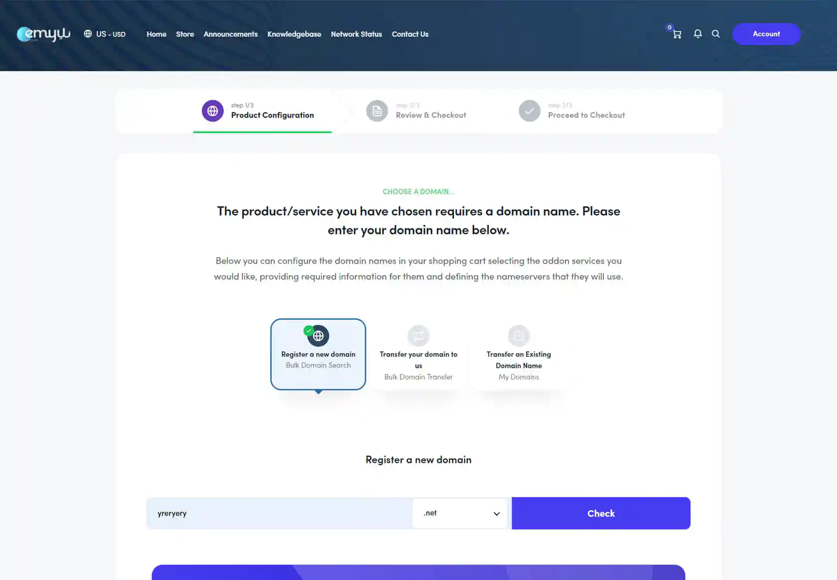 EMYUI WHMCS Client Theme - homepage