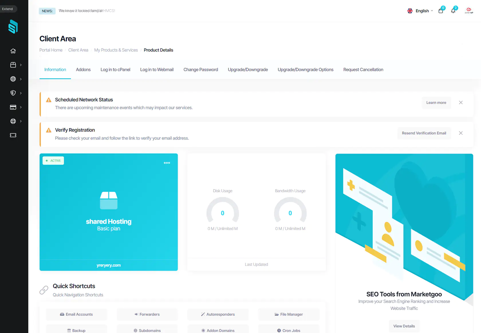 latest version WHMCS Theme by coodiv screenshot emyui aws pro